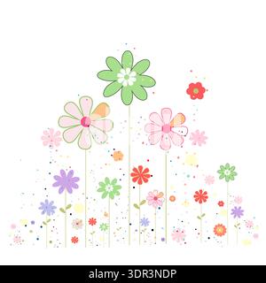 Dekorative bunte Blumen Frühling Zeit Hintergrund Stock Vektor