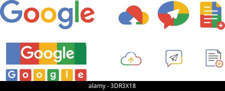 Google-Symbole festgelegt. Google-Firmensymbolsammlung. Google Social-Media-Logo – Stock-Vektor-Editorial. Stock Vektor