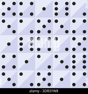 Spielwürfel mit runden Zahlen für ein nahtloses Muster. Domino-Knochen. Brettspiel. Glücksspielwürfel. Wiederholter Druck. Spielautomaten. Geometrische Abdeckung Stock Vektor