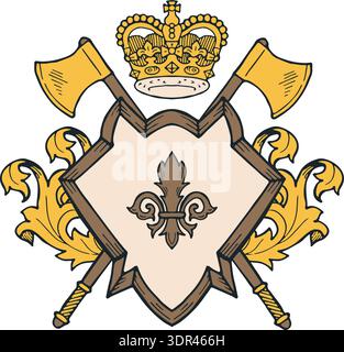 Königsemblem. Goldene Zeichnung des Luxus-Insignien Stock Vektor