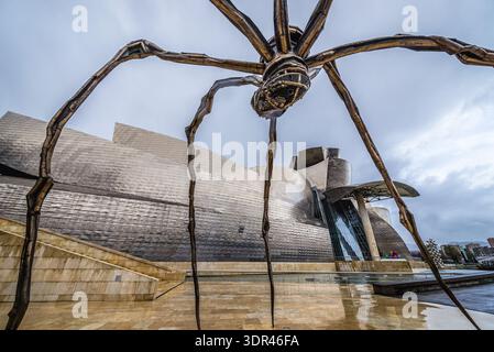 Bilbao, Spanien - 27. Januar 2019: Maman-Skulptur von Louise Bourgeois vor dem Guggenheim Museum in Bilbao in der Provinz Biskaya Stockfoto