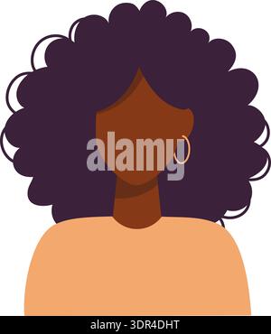 afroamerikanische Frau Vektor-Illustration mit dunkler Haut und voluminösem lockigem Haar. Minimalistisches Design, ideal für Profil, Vielfalt und Identität Stock Vektor