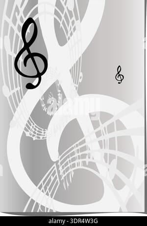 Eleganter Treble Clef Musikhintergrund Mit Subtilen Musikalischen Notizen Und Abstrakten Designelementen, Vektor-Illustration Stock Vektor