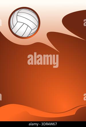 Volleyball-Sport-Poster mit orangefarbenem abstraktem Hintergrund und dynamischem Wellendesign, Vektor-Illustration Stock Vektor