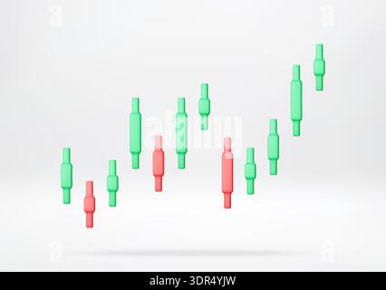Grüne und rote 3D-Kerzendiagramm Stock Vektor