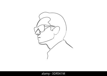 Sonnenbrille einfache einzeilige Zeichnung Moderne minimalistische Umrissillustration Stock Vektor