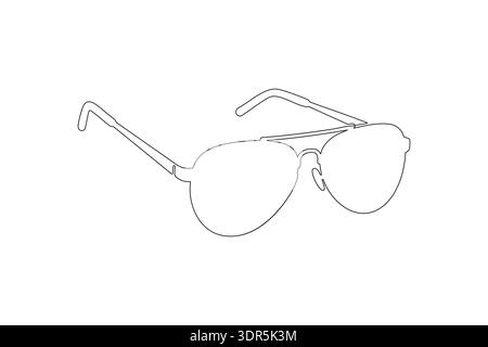 Sonnenbrille einfache einzeilige Zeichnung Moderne minimalistische Umrissillustration Stock Vektor