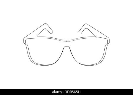Sonnenbrille einfache einzeilige Zeichnung Moderne minimalistische Umrissillustration Stock Vektor