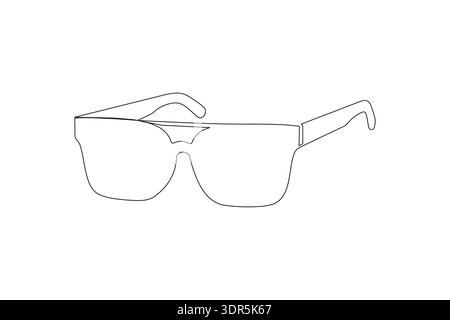 Sonnenbrille einfache einzeilige Zeichnung Moderne minimalistische Umrissillustration Stock Vektor