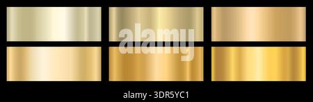 Set aus sechs goldenen Verläufen. Stock Vektor