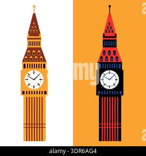 Big Ben Tower in London, England, Großbritannien. Berühmter Ort im Westminster Palace. Stock Vektor