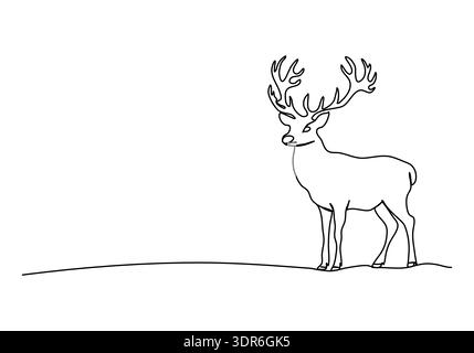 Hirsch eine Linienzeichnung, Vektorillustration. Stock Vektor