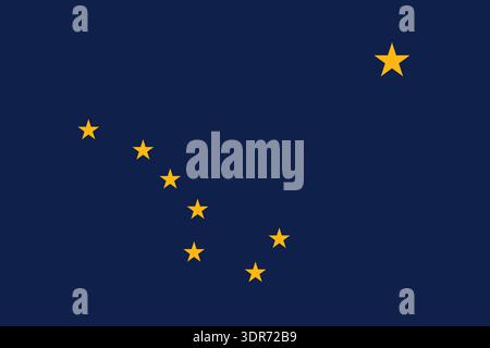 Alaska State Flag 3-2 Verhältnis. Teil der Vereinigten Staaten von Amerika. Sauberes Design für Druck-, Web- oder Bildungszwecke. Vektorabbildung. Stock Vektor