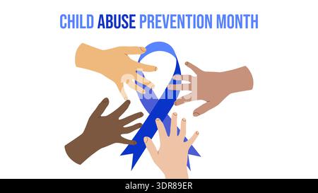 Kindermissbrauch Prävention Monat April Awareness Safe. Für Kampagnen, Poster, soziale Medien und Bildungswebsites. Vektorabbildung. Stock Vektor