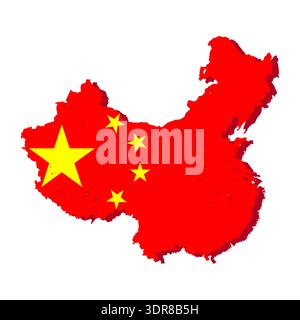 China-Karte gefüllt mit Nationalflagge, strahlend Stärke und Prestige. Stock Vektor