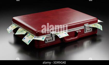 Ein Koffer voller Geld (Euro-Banknoten) Stockfoto
