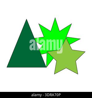 Facettiertes Grün-Set. Professionelle Geometrien Vektor. Brillante Starburst-Symbole. Herausragende wesentliche Objekte... Stock Vektor