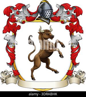Bull Heraldik Wappen Wappen Wappenschild Stock Vektor