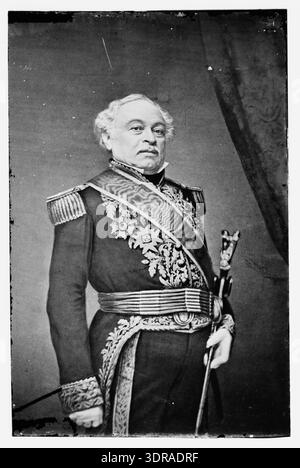 Diese Bildunterschrift beschreibt ein Porträt des venezolanischen Militärführers und Politikers José Antonio Páez Herrera (1790–1873) aus dem 19. Jahrhundert, der nach der Unabhängigkeit des Landes von der spanischen Kolonialherrschaft mehrere Amtszeiten als Präsident Venezuelas diente. Páez führte Truppen im venezolanischen Unabhängigkeitskrieg an und spielte eine zentrale Rolle beim Aufbau der republikanischen Institutionen Venezuelas in den frühen Jahrzehnten des 19. Jahrhunderts. Das Porträt zeigt ihn in formeller Militärkleidung, die für Führer dieser Ära üblich ist. Stockfoto