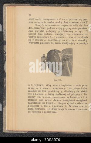 Handbuch „Podręcznik dla tokarzy“ von Augustyn Kozowski, veröffentlicht 1923 in Warschau. Das 312-seitige illustrierte Buch bietet detaillierte Anleitungen zu Dreharbeiten, Holz- und Metallbearbeitungstechniken, Werkzeugeinsatz, Messverfahren und Werkstattsicherheit. Es repräsentiert die polnische technische Ausbildung und die praktische Handwerkskunst für Auszubildende und professionelle wendemaschinen des frühen 20. Jahrhunderts. Stockfoto