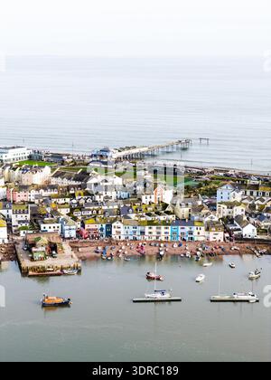 Drohnenbild von Shaldon und Teignmouth auf dem Fluss Teign in Devon. Stockfoto