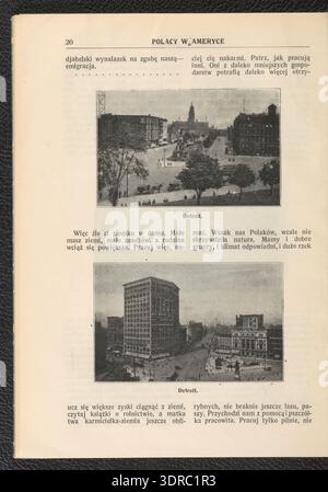 Józef P. Chodkiewicz’ illustrierte Arbeit von 1914 untersucht polnische Einwanderer in Nordamerika, ihr kulturelles und soziales Leben, religiöse Beobachtungen, wirtschaftliche Aktivitäten und Gemeindestrukturen. Die 51-seitige Publikation, herausgegeben in Warschau und Dorpat von Nasze Kocioły und P. Laskauer, dokumentiert Familienleben, Arbeit, Anpassung an neue Umgebungen und Bewahrung polnischer Traditionen. Dieses Buch liefert einen historischen Bericht über die polnische Migration und Gemeindebildung im frühen 20. Jahrhundert und bietet detaillierte Informationen über die Erfahrungen von Einwanderern und Siedlungsmuster. Stockfoto