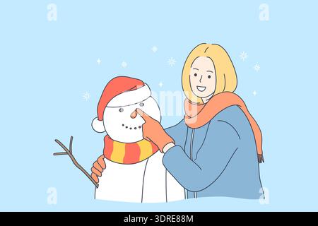 Genießen Sie den Winter und Aktivitäten im Freien Konzept. Stockfoto
