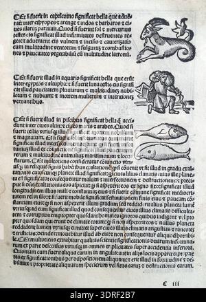 Das 1515 astronomische Werk de magnis coniunctionibus et annorum revolutionibus von Albumasar aus dem Arabischen von Joannes Hispalensis übersetzt und in Venedig von Melchior Sessa veröffentlicht, enthält acht Abhandlungen über planetare Konjunktionen, jährliche Himmelsbewegungen und astrologische Beobachtungen. Das Buch enthält Holzschnitt-Illustrationen von Sternzeichen, Planeten und Sternen, gedruckt mit Buchdruck, veranschaulicht die frühmoderne europäische wissenschaftliche Druckerei, Beobachtungsmethoden und Verbreitung astronomischen Wissens. Stockfoto