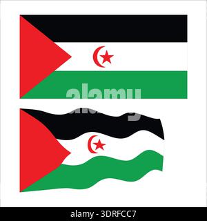 Die Flagge der westsahara, flach und winkend, repräsentiert die nationale Identität und die Demokratische republik sahara Stock Vektor