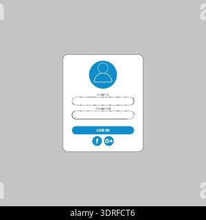 Dies ist eine einfache und moderne Anmeldeseite mit E-Mail- und Kennwortfeldern sowie Anmeldeoptionen für soziale Medien. Die Seite hat ein klares und minimalistisches Design Stock Vektor