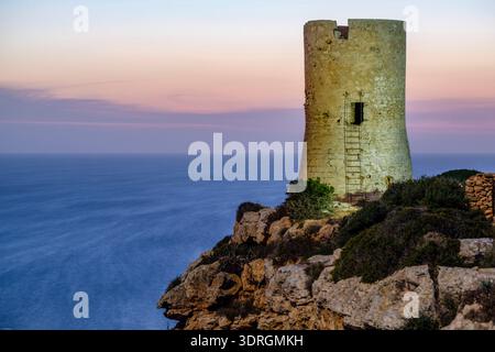 Tower of Cap Blanc, Llucmajor, Mallorca, balearen, Spanien Stockfoto