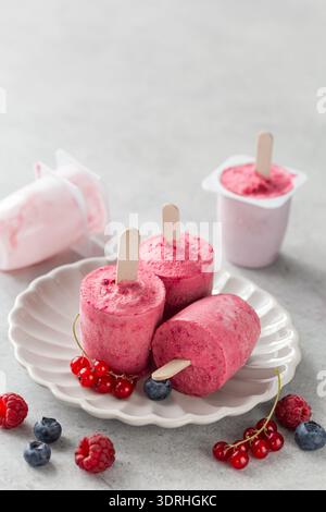 Joghurtbeeren Eis Eis, süßes und leckeres gesundes Eis Dessert Stockfoto