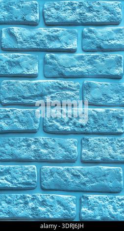 Himmelblau strukturierte Ziegelwand Muster - 8K Ultra hochauflösender vertikaler Hintergrund mit Kopierraum für frisches modernes Design und Marketing Stockfoto
