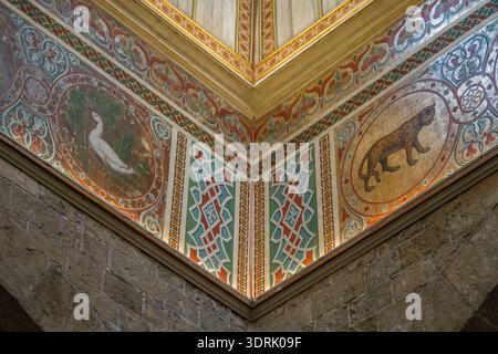 Palatinkapelle (Cappella Palatina) Mosaike im normannischen Palast (Palazzo dei Normanni) in Palermo, Sizilien. Byzantinisches Kunstwerk aus dem 12. Jahrhundert Stockfoto