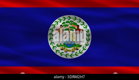 Belize-Flagge mit Stoffstruktur. Realistische Flagge von Belize winkt Stockfoto