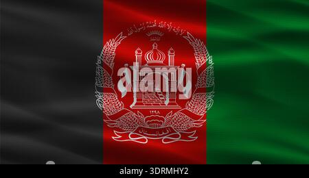 Afghanische Flagge mit Stoffstruktur. Realistische Flagge Afghanistans winkt Stockfoto