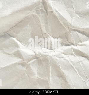 Nahaufnahme von zerknittertem weißem Papier mit Falten und Schatten Stockfoto