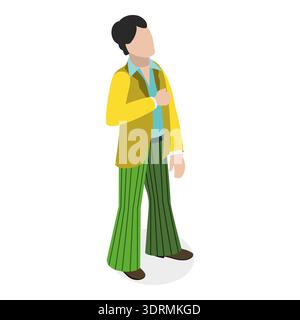 3D Isometrischer flacher Vektor konzeptuelle Illustration der Modegeschichte Stockfoto