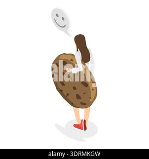 3D Isometrischer flacher Vektor konzeptuelle Illustration von süßen Snacks Stockfoto