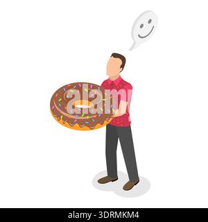3D Isometrischer flacher Vektor konzeptuelle Illustration von süßen Snacks Stockfoto