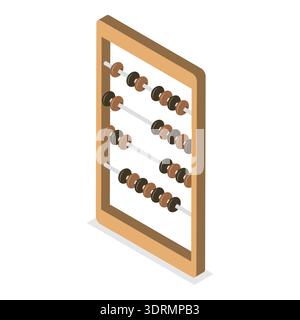 Isometrischer 3D-Flachvektorsatz von Abacus Stockfoto