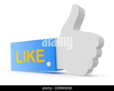 Blau wie Symbol und wie Text , Dies ist ein 3D gerendert Computer generiert Bild. Isoliert auf Weiß. Stockfoto