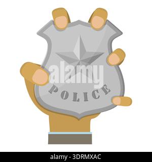 Mans Hand Hält Verschiedene Abzeichen. Punkt 3 Stockfoto