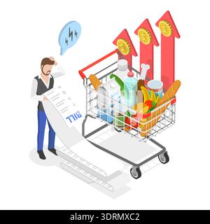 3D Isometrischer flacher Vektor konzeptuelle Darstellung des Aufblasens Stockfoto