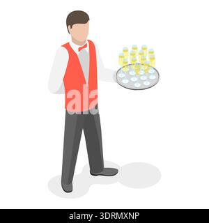 3D Isometrischer Flat Vektor Satz von Berufen Stockfoto