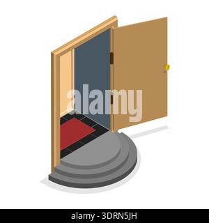 3D Isometrischer flacher Vektor Satz Türen Stockfoto