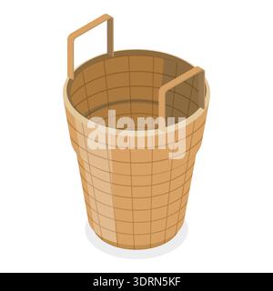 3D Isometrischer flacher Vektor Set von Körben Stockfoto