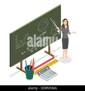 3D Isometrischer Flat Vektor Satz Lehrer Stockfoto