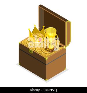 3D Isometrischer flacher Vektor Set von Piratenausrüstung Stockfoto