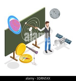 3D Isometrischer Flat Vektor Satz Lehrer Stockfoto